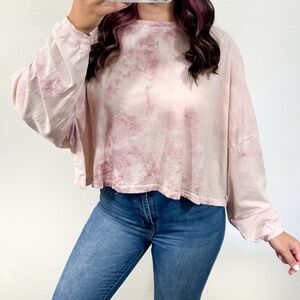 Light pink tie dye wash oversized long sleeve